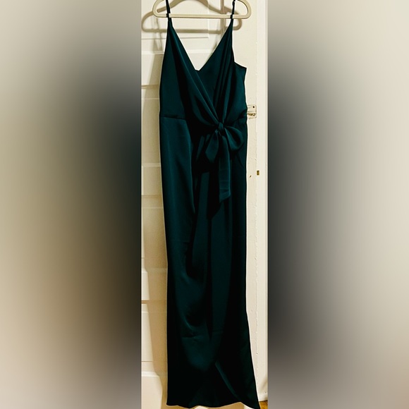 Shona Joy Luxe Tie Front Dress -Emerald - Picture 3 of 6